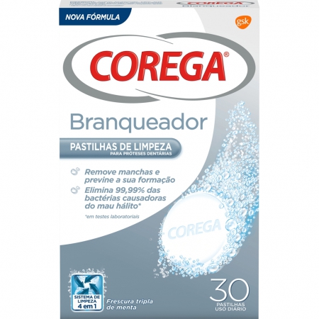 Corega Pastilhas Limpeza Branqueadoras