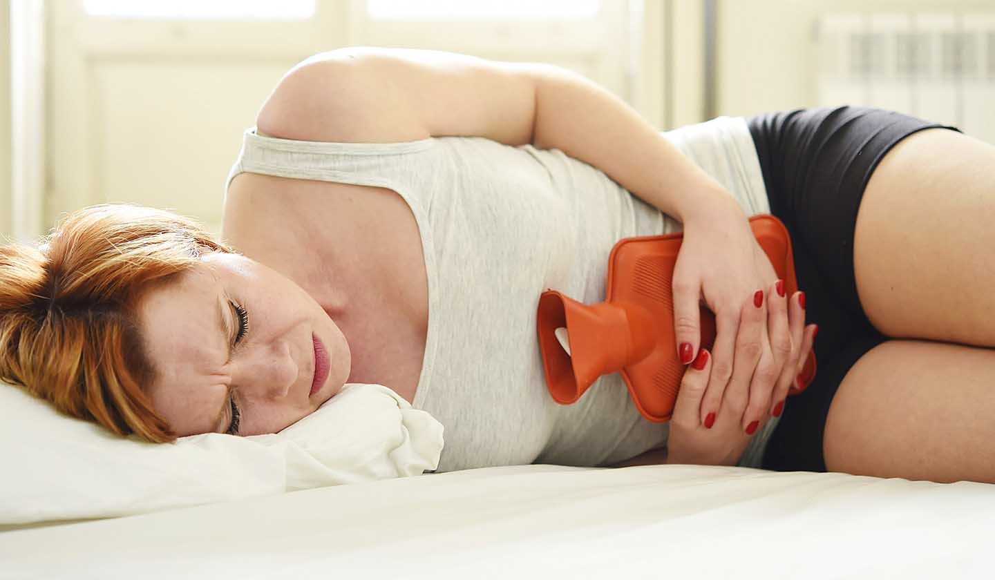 Aplicação de saco de água quente