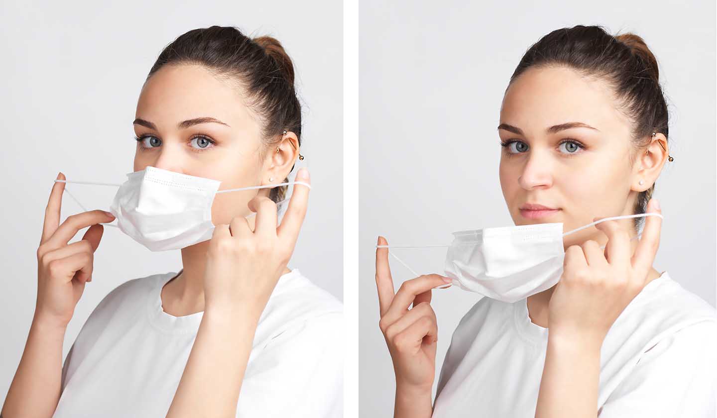 Segurar pelos elásticos para retirar